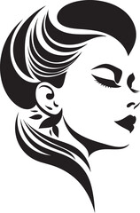 Enigmatic Enchantment Sleek Vector Design of Black Woman Face Dark Divinity Chic Abstract Woman Face Graphic