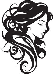 Nocturnal Elegance Minimalistic Abstract Woman Face Enigmatic Enchantment Sleek Vector Design of Black Woman Face