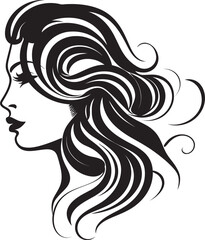 Obsidian Odyssey Minimalistic Black Abstract Woman Face Silhouette Splendor Refined Vector Graphic of Black Woman Face