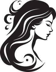 Silhouette Splendor Refined Vector Graphic of Black Woman Face Ethereal Essence Chic Abstract Woman Face Icon