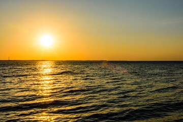 View on a Kremenchug reservoir at sunset. Summer landscape