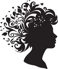 Gothic Gaze Modern Black Woman Face Icon Enigma Essence Sleek Abstract Woman Face Vector Graphic