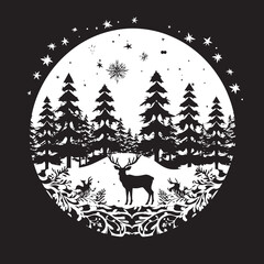 Naklejka premium Mystic Merry Christmas Intriguing Vector Card Art Ebony Frost Refined Black Christmas Card Symbol