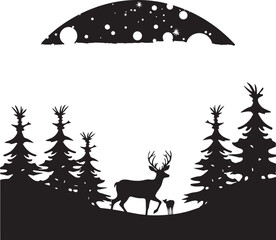 Chic Seasonal Sparkle Modern Vector Christmas Card Symbol Noir Nativity Stylish Abstract Black Christmas Card