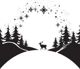 Gothic Garland Sophisticated Black Christmas Card Art Silent Night Splendor Minimalistic Vector Christmas Card