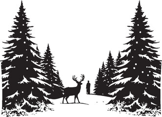 Noir Frosty Festivities Stylish Abstract Vector Card Art Midnight Mitten Magic Elegant Black Christmas Card Design