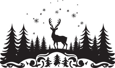 Shadowed Sleigh Bells Chic Black Christmas Card Illustration Gothic Glowing Candles Sophisticated Vector Christmas Card