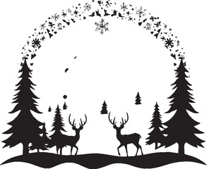 Noir Nativity Night Stylish Abstract Black Christmas Card Midnight Mistletoe Moments Elegant Vector Card Design