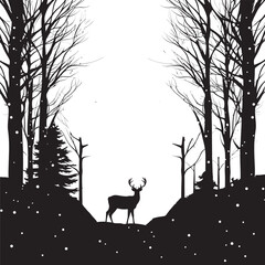 Midnight Mirthful Moments Elegant Black Christmas Card Symbol Ink Icy Igloo Contemporary Vector Christmas Card Illustration