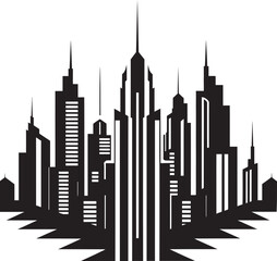 Obraz premium Ink Skyline Symphony Modern Vector Art Deco Shadowed Skylines Chic Black Cityscape Element