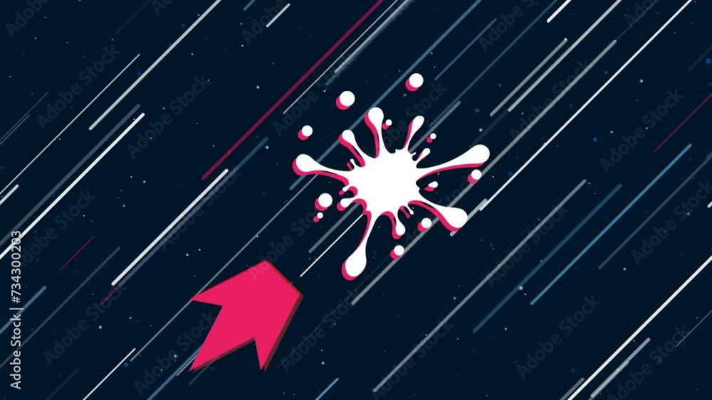 Poster blot symbol flies through the universe on a jet propulsion. the symbol in the center is shaking due 