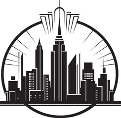 Mystic Urban Mirage Intriguing Cityscape Graphic Ebony Elements Refined Black Vector Graphic