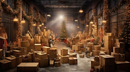 gifts holiday shipping boxes - obrazy, fototapety, plakaty