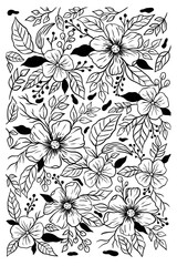 floral coloring page vector