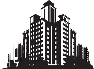 Fototapeta premium Urban Noir Contemporary Black Collage Building Vector Midnight Metropolis Stylish Abstract Building Design