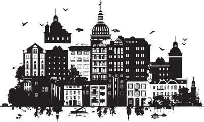 Obraz premium Chic Urban Elegance Modern Black Graphic Noir Skyline Serenity Stylish Abstract Collage