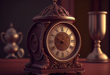 Antique clock. 3D illustration. Generative AI