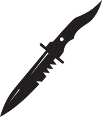 Ebony Edge Refined Black Knife Illustration Chic Tactical Tool Contemporary Vector Blade Graphic