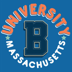 college or varsity type illustration, with varied fonts and texts, some with mascots, patches and colorful college numbers. with blocks.