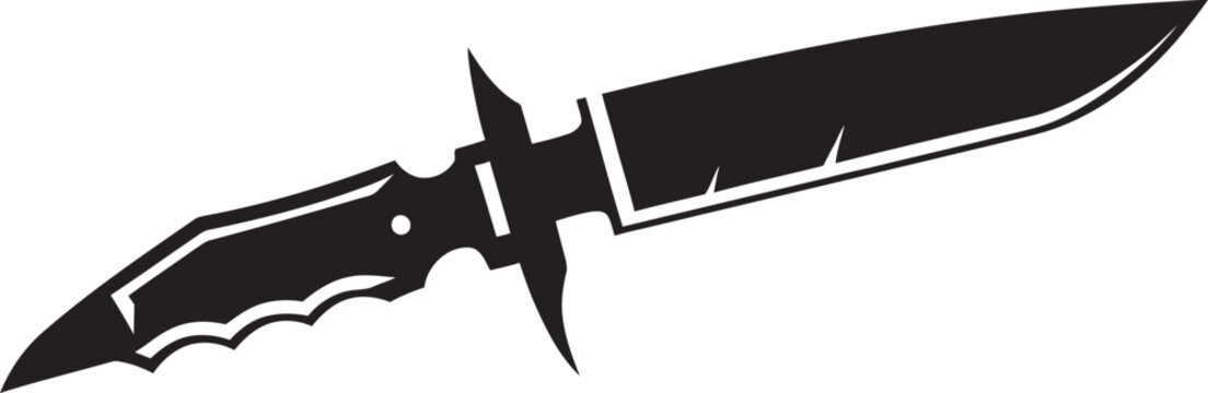 Noir Nightguard Stylish Abstract Black Knife Graphic Midnight Mercenary Elegant Combat Knife Symbol