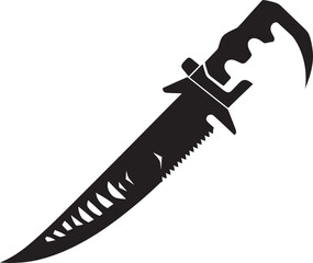 Gothic Guardian Sophisticated Black Combat Knife Design Silent Stalker Minimalistic Vector Knife Icon