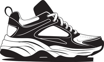Noir Runner Stylish Abstract Sports Shoe Element Shadow Stride Elegant Black Shoe Vector