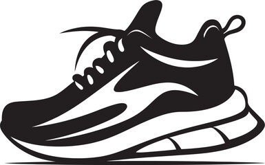 Ebony Endurance Refined Black Shoe Design Chic Athletic Chic Modern Vector Sports Shoe Graphic