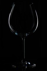 Wine glass in shadow light against a black background