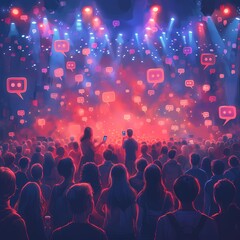 Vibrant Social Media Themed Concert with Audience Engagement
