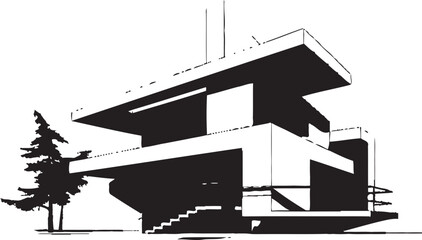 Gothic Gallery Sophisticated Abstract Architecture Design Silent Serenity Minimalistic Black Vector Structure