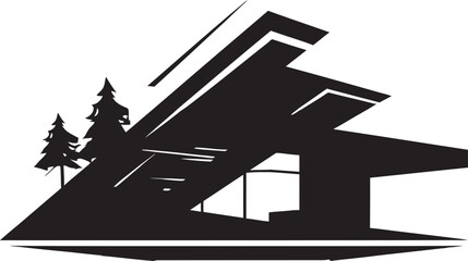 Noir Nucleus Stylish Abstract Architecture Icon Midnight Metamorphosis Elegant Vector Structure Graphic