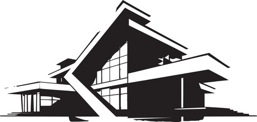 Ink Illumination Contemporary Vector Architecture Symbol Shadow Spires Chic Black Vector Building