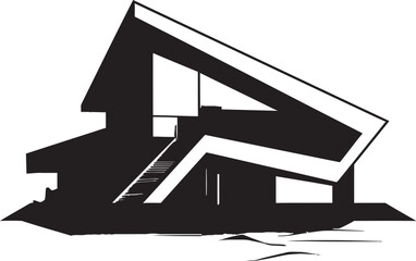 Ebony Element Refined Black Architecture Illustration Chic Cityscape Modern Black Vector Building