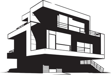 Ink Innovations Contemporary Vector Buildings Midnight Metamorphosis Elegant Black Structures
