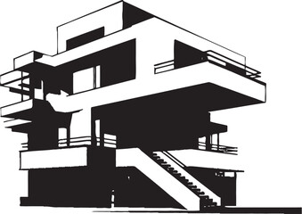 Shadowed Scenes Modern Black Buildings Noir Neoclassic Stylish Abstract Vector Elements