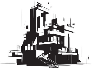Inked Innovations Contemporary Architecture Symbol Midnight Muse Chic Black Building Icon