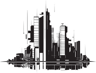 Ebony Enclave Refined Abstract Architecture Icon Chic Cityscape Modern Vector Architectural Graphic