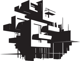Silent Skylines Minimalistic Black Vector Design Mystic Masterpiece Intriguing Architecture Symbol