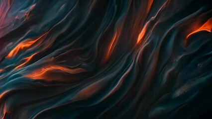 Close Up of Abstract Painting With Orange and Blue Colors