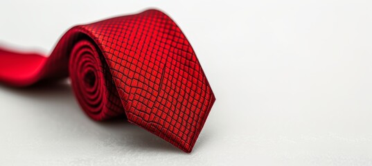 Red tie with copy space on white background   festive present mood for valentine s day