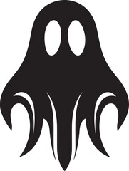 Microscopic Haunted Charms Adorable Black Ghost Symbols Tiny Spirit Surprises Quirky Vector Designs