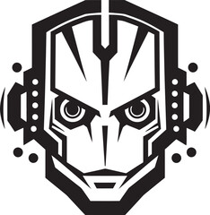 Techno Triumph Vector Robot Icon Metallic Maestro Black Cybernetic Head