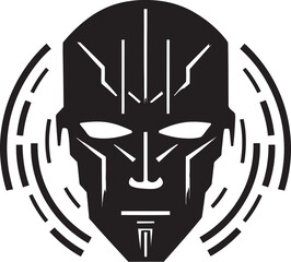 Digital Cerebrum Cybernetic Vector Head Design Robotic Resonance Cybernetic Face Icon