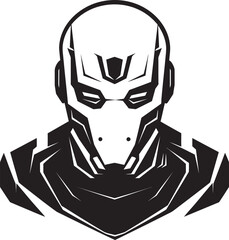 Electronic Avatar Black Cyberrobot Icon Techno Triumph Futuristic Robot Symbol