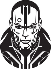 Metallic Maestro Vector Cyberrobot Face Cybernetic Crusader Futuristic Design
