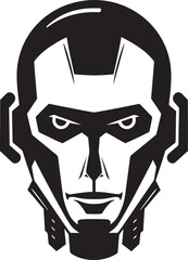 Digital Cerebrum Futuristic Cyberrobot Symbol Cybernetic Visionary Black Vector Face