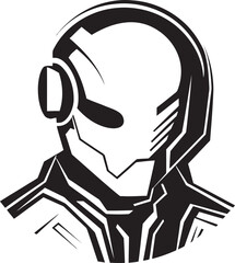 Robotic Revelation Black Robot Design Futuristic Fusion Vector Cybernetic Face