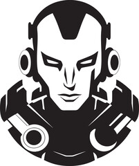 Electronic Avatar Futuristic Robot Icon Techno Triumph Black Cyberrobot Head