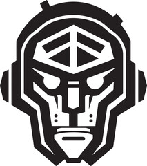 Futuristic Fusion Vector Cybernetic Face Sinister Fangs Vector Jaw Icon Design