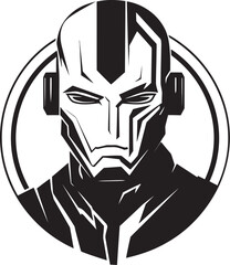 Electronic Evolution Black Robotic Face Symbol Cybernetic Convergence Vector Android Head Design